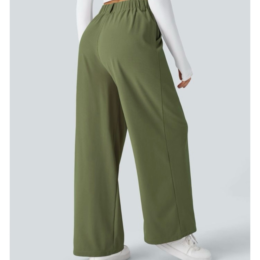 HALARA Loden Green Wide-Leg Women's Pants - Picture 3 of 7